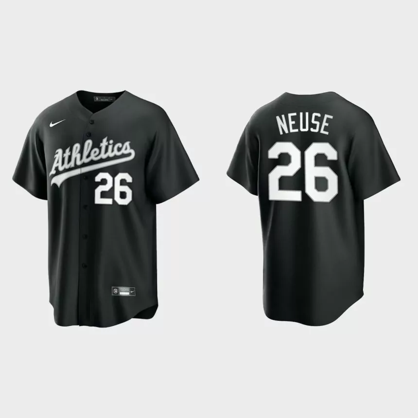 Oakland Athletics Sheldon Neuse Replica Official Jersey – Black White