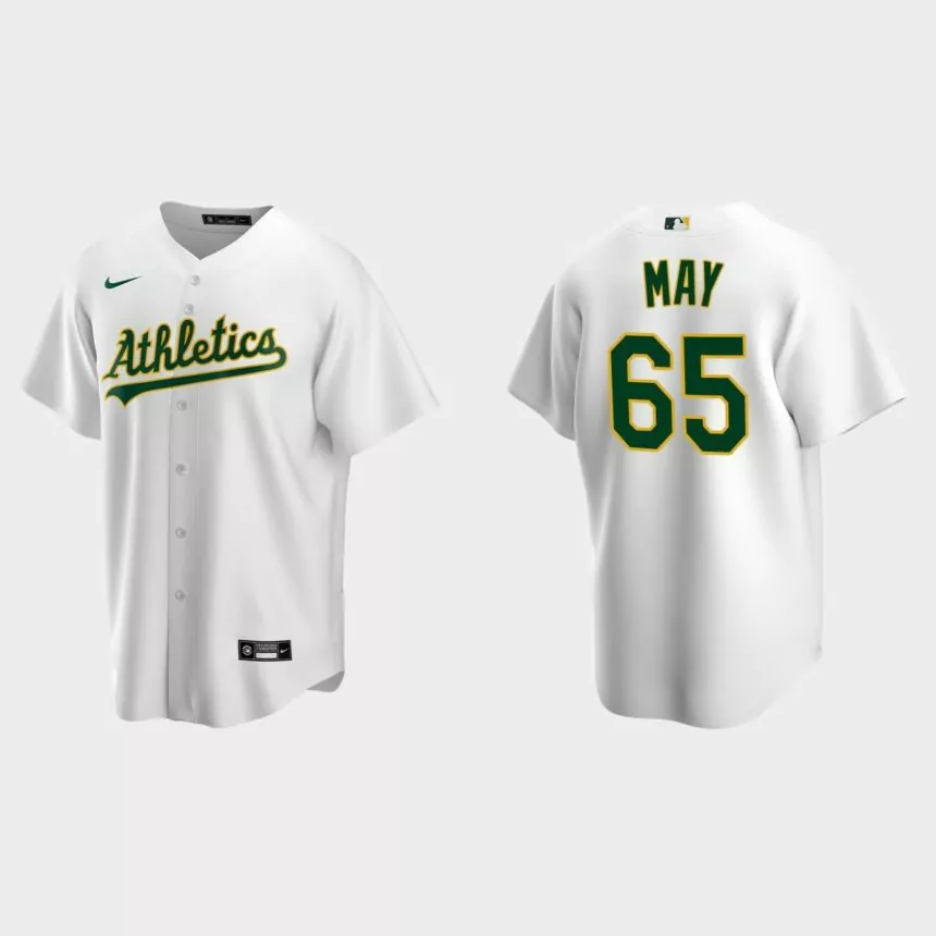 Oakland Athletics Trevor May Replica Home Jersey – White