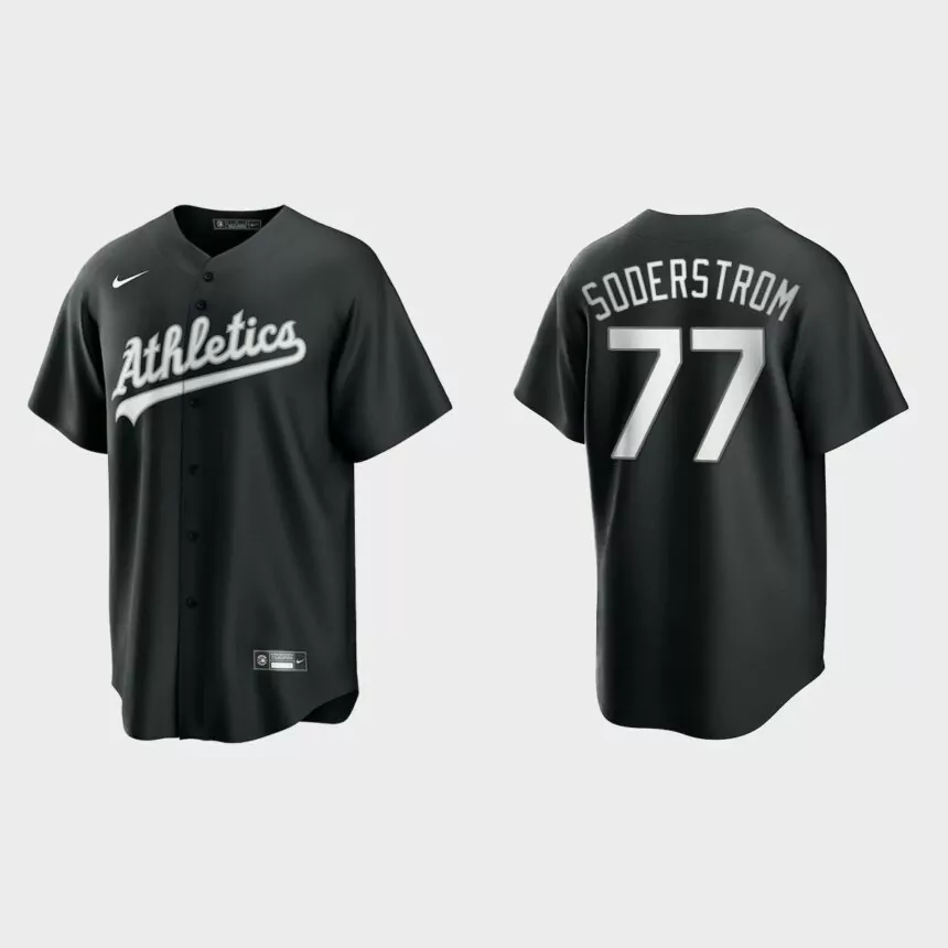 Oakland Athletics Tyler Soderstrom 2021 All Black Fashion Replica Jersey – Black White