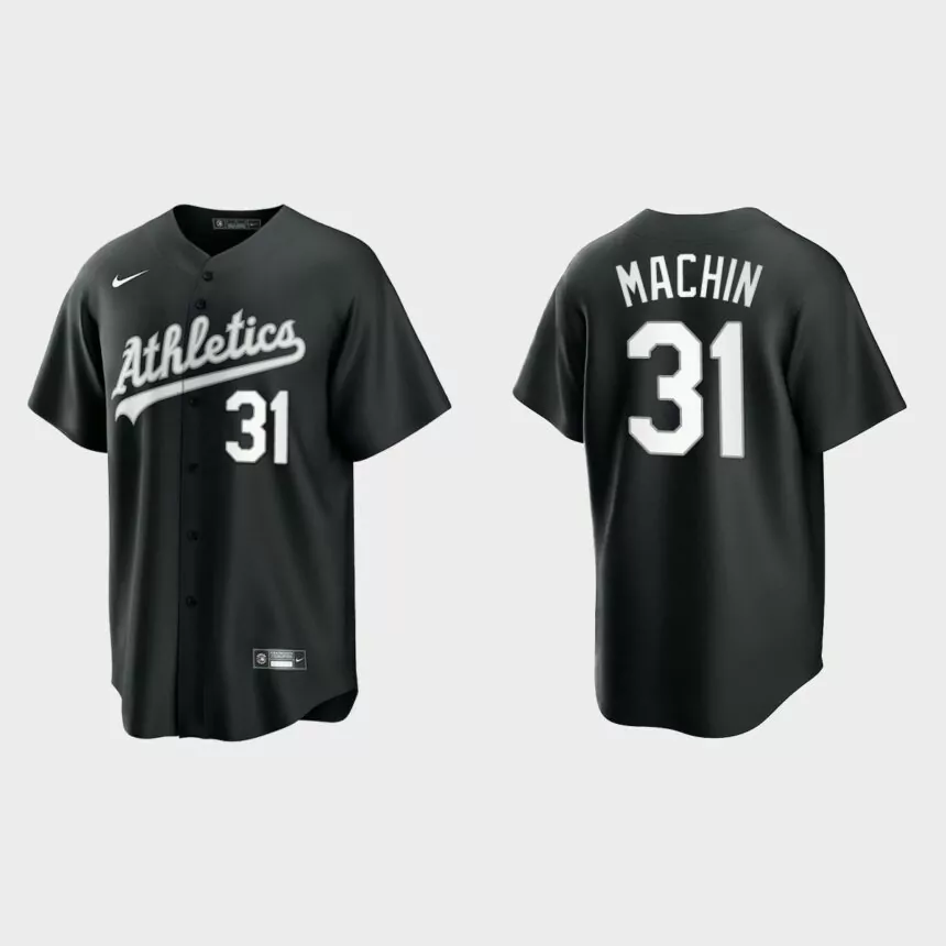 Oakland Athletics Vimael Machin Replica Official Jersey – Black White