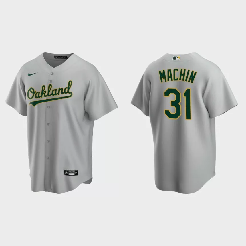 Oakland Athletics Vimael Machin Replica Road Jersey – Gray