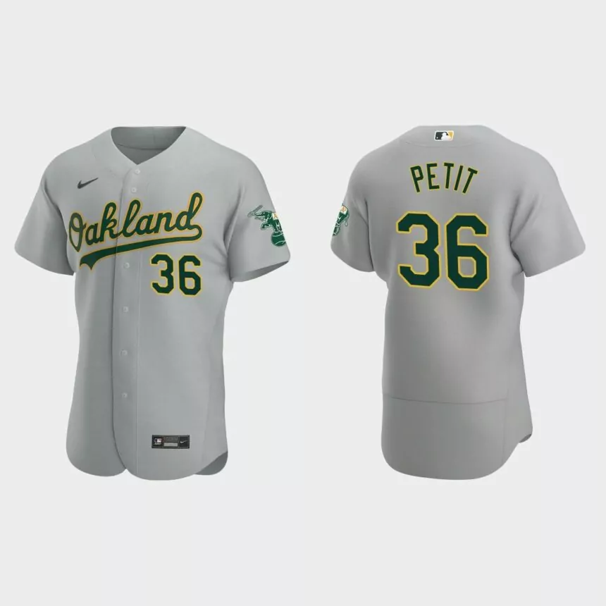 Oakland Athletics Yusmeiro Petit #36 Gray Authentic Road Jersey