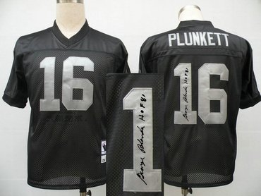 Oakland Raiders #16 Jim Plunkett Black Throwback Jersey(Signed Elite)