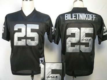 Oakland Raiders 25# BILETNIKOFF Black Throwback Jersey(Signed Elite)