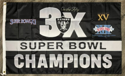Oakland Raiders 3X Super Bowl Champions Flag 3ft x 5ft