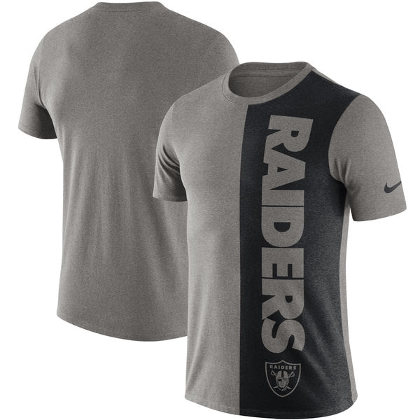 Oakland Raiders Nike Coin Flip Tri Blend T-Shirt Heathered Gray Black
