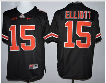 Ohio State Buckeyes #15 Ezekiel Elliott Black(Red No.) Limited Stitched NCAA Jersey