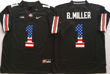 Ohio State Buckeyes 1 B.Miller Black USA Flag College Jersey