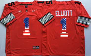 Ohio State Buckeyes 1 B.Miller Red USA Flag College Jersey