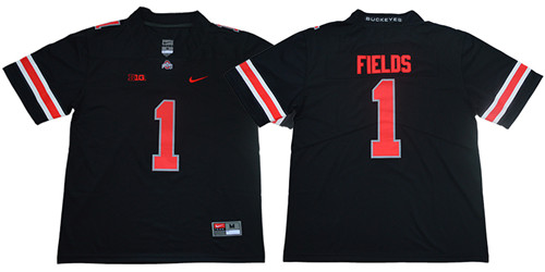 Ohio State Buckeyes 1 Justin Fields Limited College Football Black Jersey