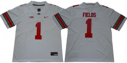 Ohio State Buckeyes 1 Justin Fields Limited College Football White Jersey