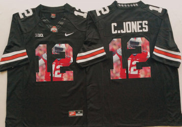 Ohio State Buckeyes 12 C.Jones Black Portrait Number College Jersey