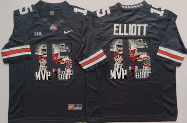 Ohio State Buckeyes 15 Ezekiel Elliott Black Portrait Number College Jersey