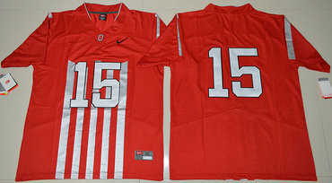Ohio State Buckeyes 15 Ezekiel Elliott Red College Throwback Jersey