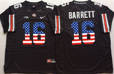 Ohio State Buckeyes 16 J.T. Barrett Black USA Flag College Jersey