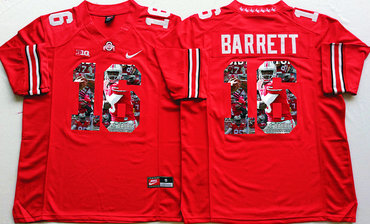 Ohio State Buckeyes 16 J.T. Barrett Red Portrait Number College Jersey