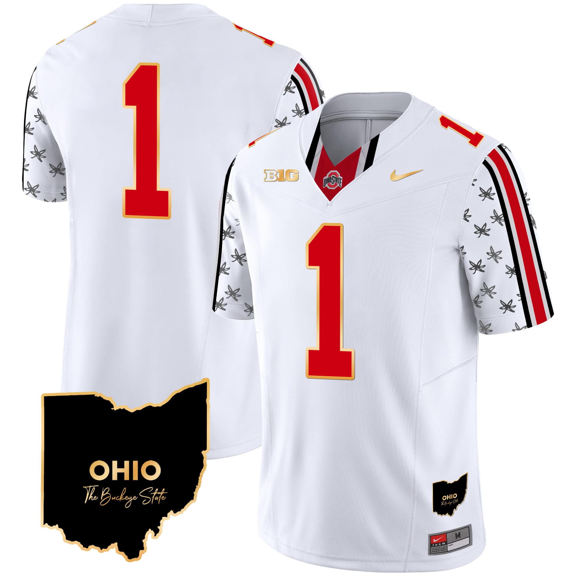 Ohio State Buckeyes 2024 Home Patch Gold Trim Vapor Limited  Football Jersey – All Stitched White Limited #1  no name