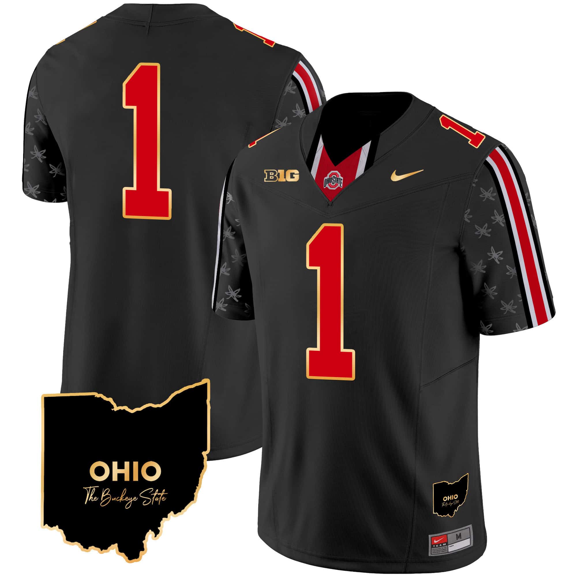 Ohio State Buckeyes 2024 Home Patch Gold Trim Vapor Limited Football  Jersey – All Stitched Black Limited #1 no name