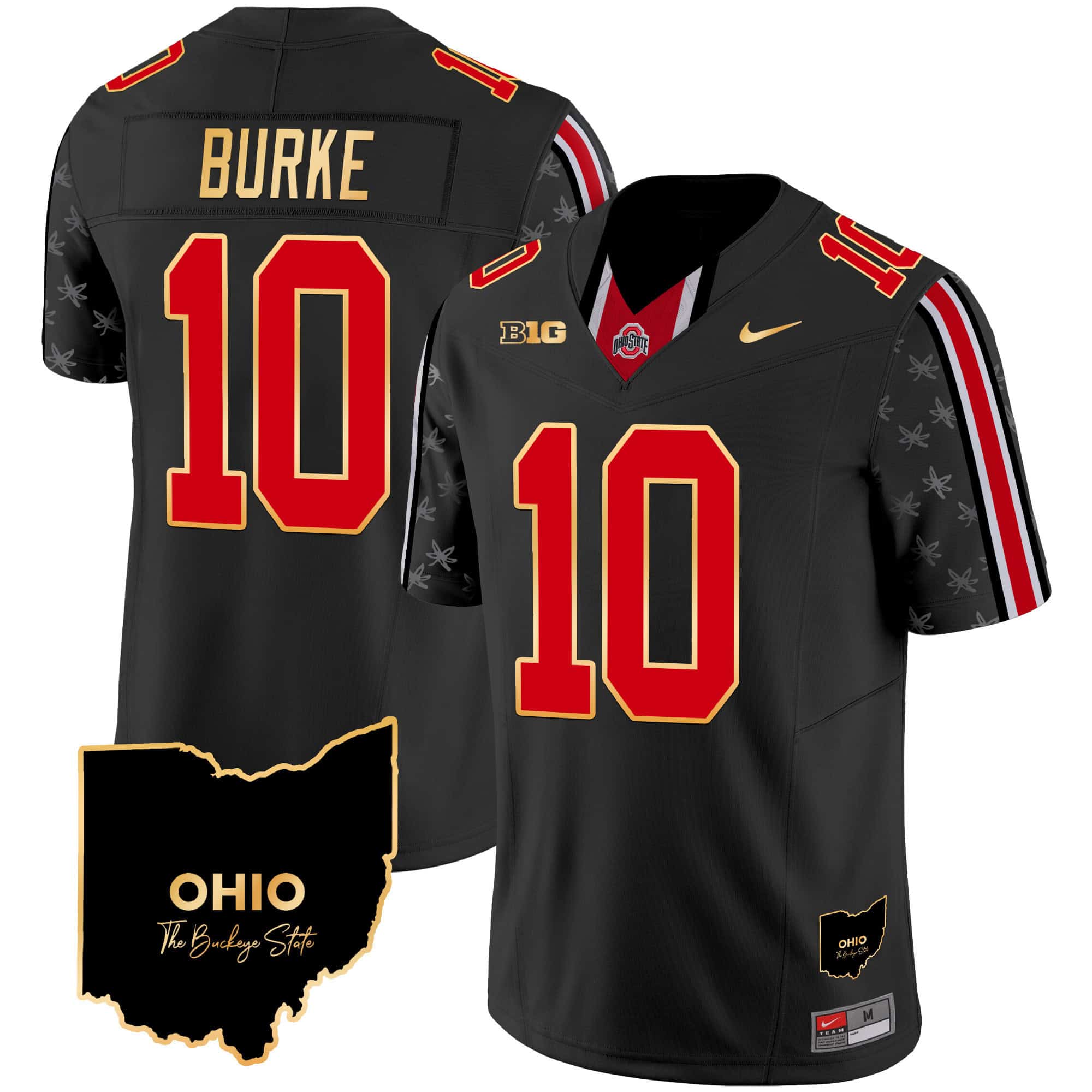 Ohio State Buckeyes 2024 Home Patch Gold Trim Vapor Limited Football  Jersey – All Stitched Black Limited #10 Denzel Burke