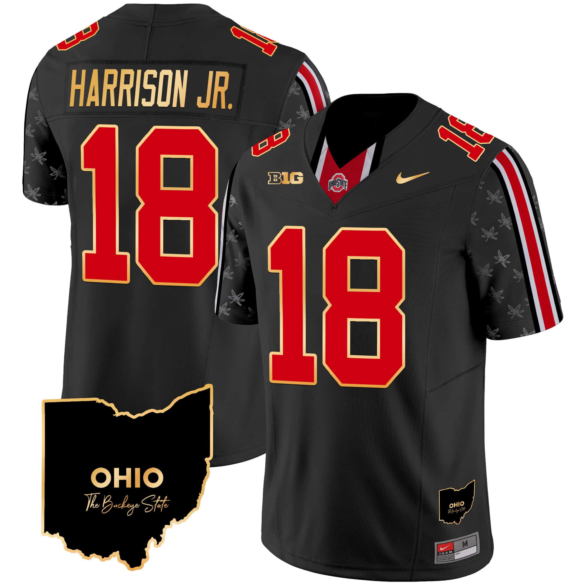 Ohio State Buckeyes 2024 Home Patch Gold Trim Vapor Limited Football  Jersey – All Stitched Black Limited #18 Marvin Harrison Jr.