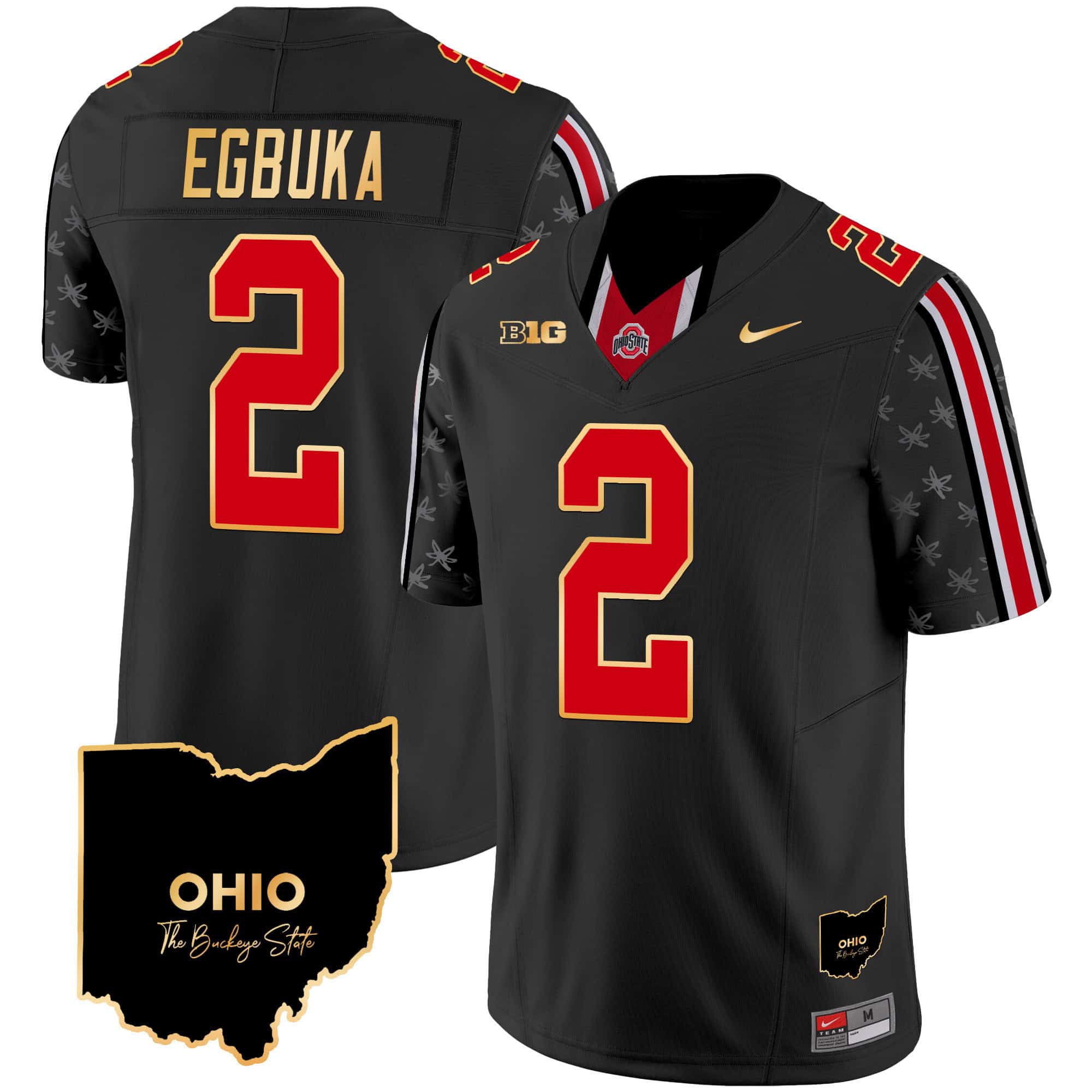 Ohio State Buckeyes 2024 Home Patch Gold Trim Vapor Limited Football  Jersey – All Stitched Black Limited #2 Emeka Egbuka