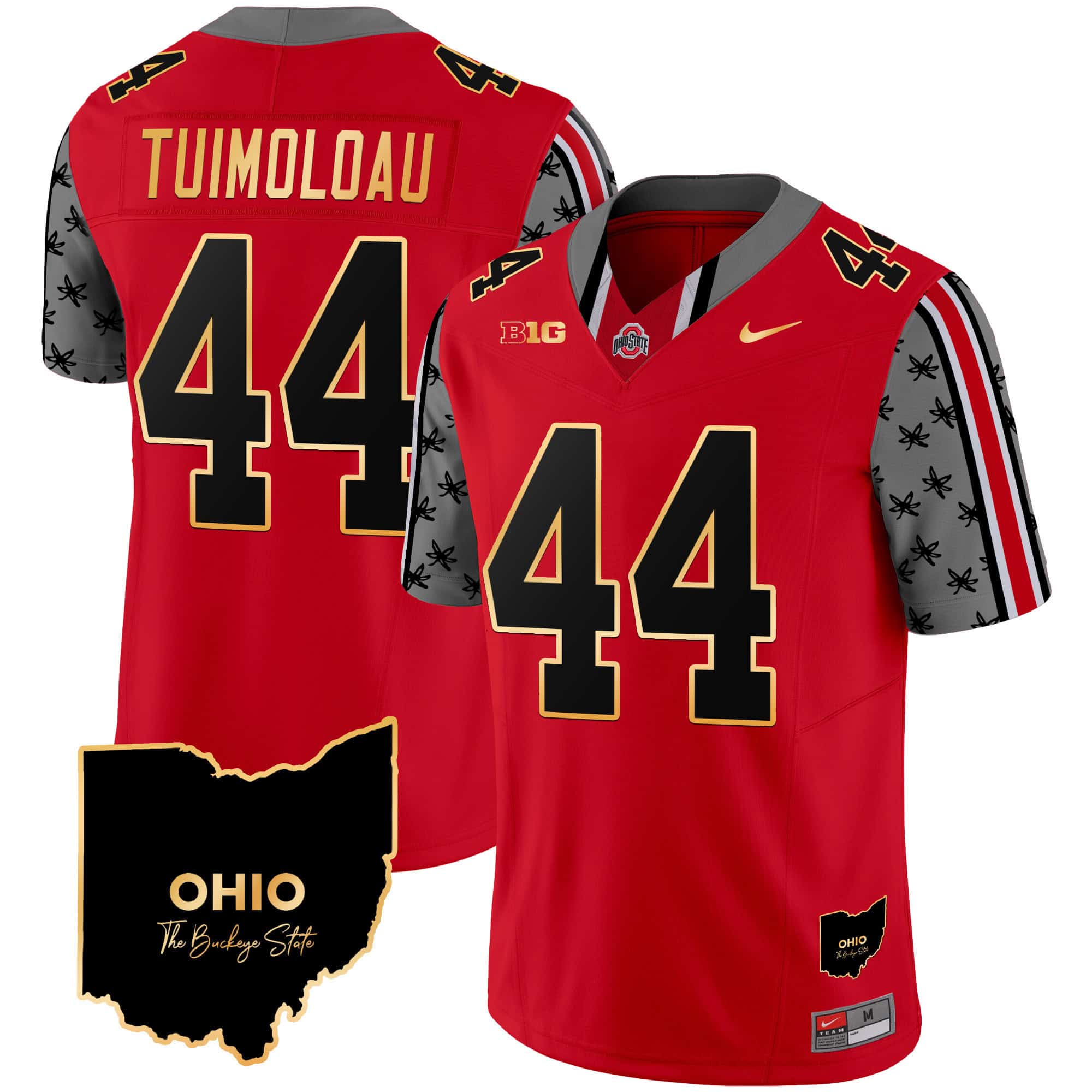Ohio State Buckeyes 2024 Home Patch Gold Trim Vapor Limited Football  Jersey – All Stitched Red # 44 JT Tuimoloau