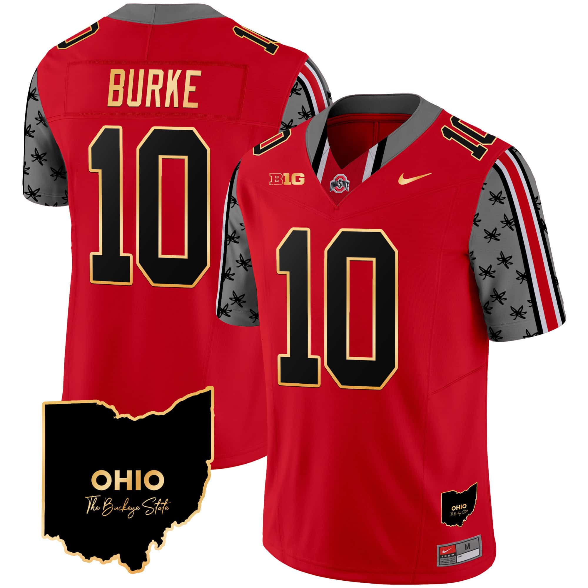Ohio State Buckeyes 2024 Home Patch Gold Trim Vapor Limited Football  Jersey – All Stitched Red #10 Denzel Burke