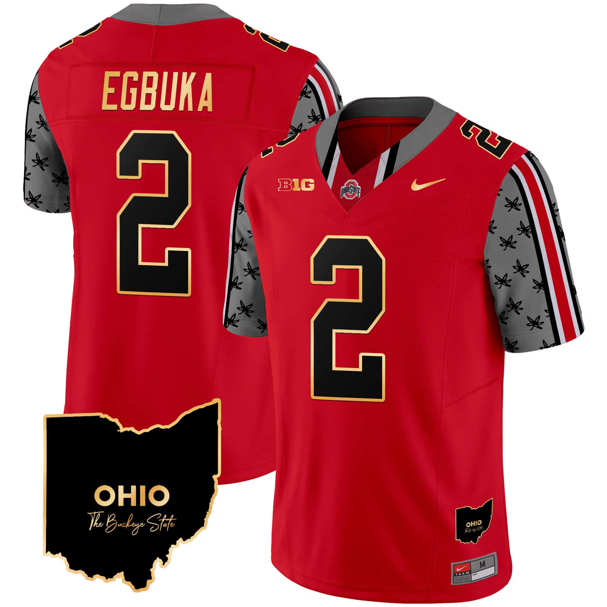 Ohio State Buckeyes 2024 Home Patch Gold Trim Vapor Limited Football  Jersey – All Stitched Red #2 Emeka Egbuka