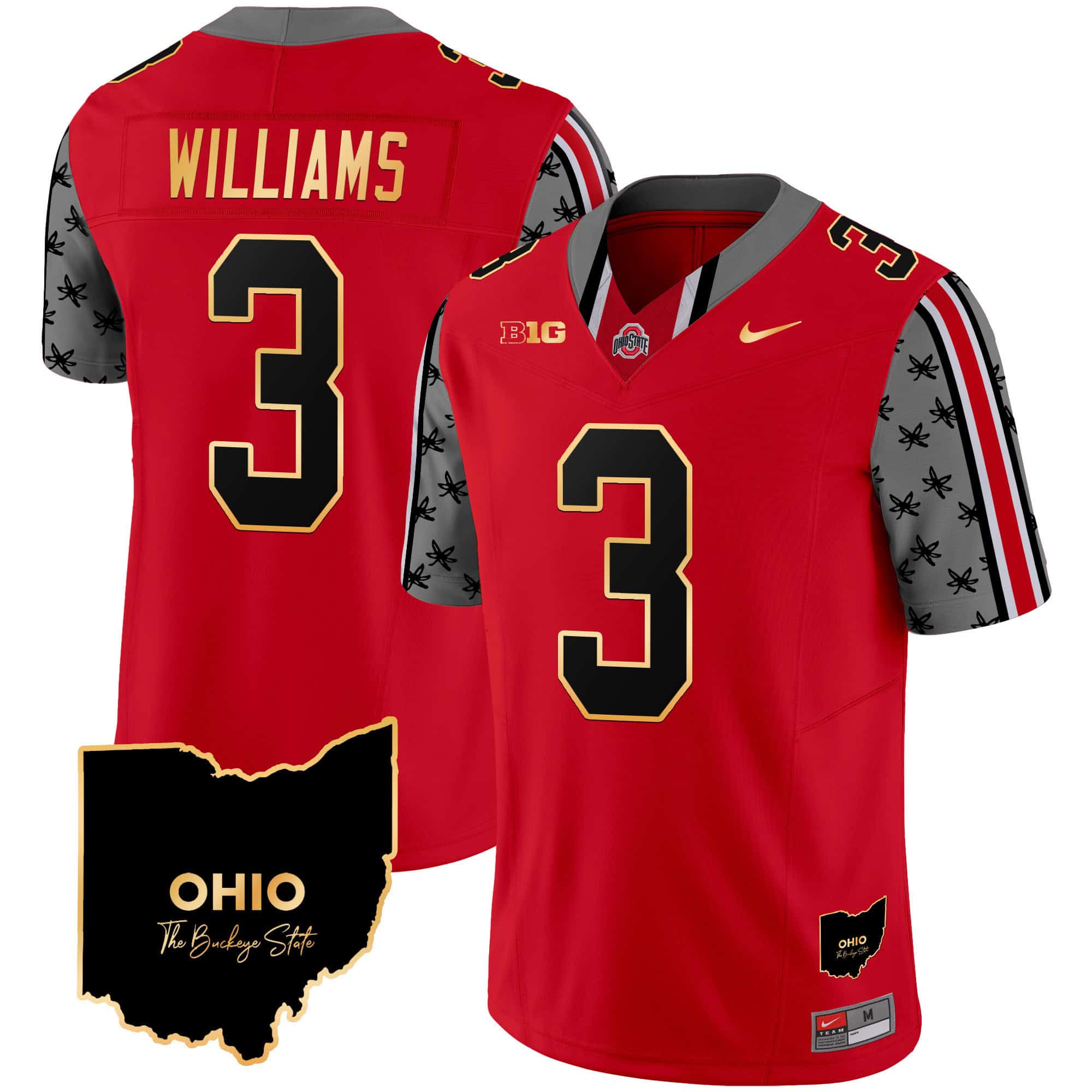 Ohio State Buckeyes 2024 Home Patch Gold Trim Vapor Limited Football  Jersey – All Stitched Red #3 Miyan Williams