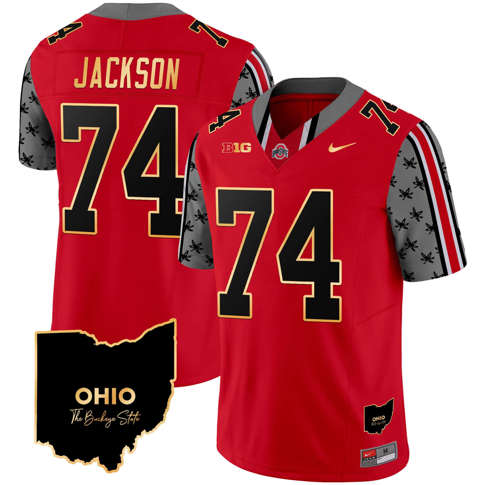 Ohio State Buckeyes 2024 Home Patch Gold Trim Vapor Limited Football  Jersey – All Stitched Red #74 Donovan Jackson