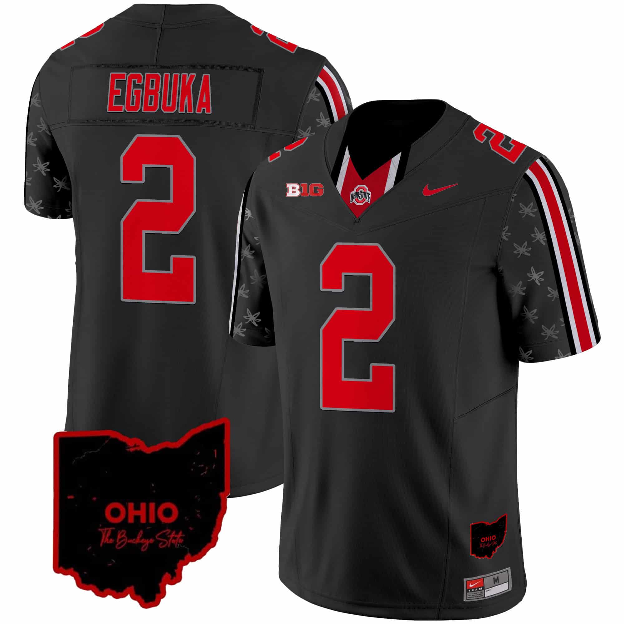 Ohio State Buckeyes 2024 Home Patch Vapor Limited   Football Jersey – All Stitched Black Limited #2 Emeka Egbuka