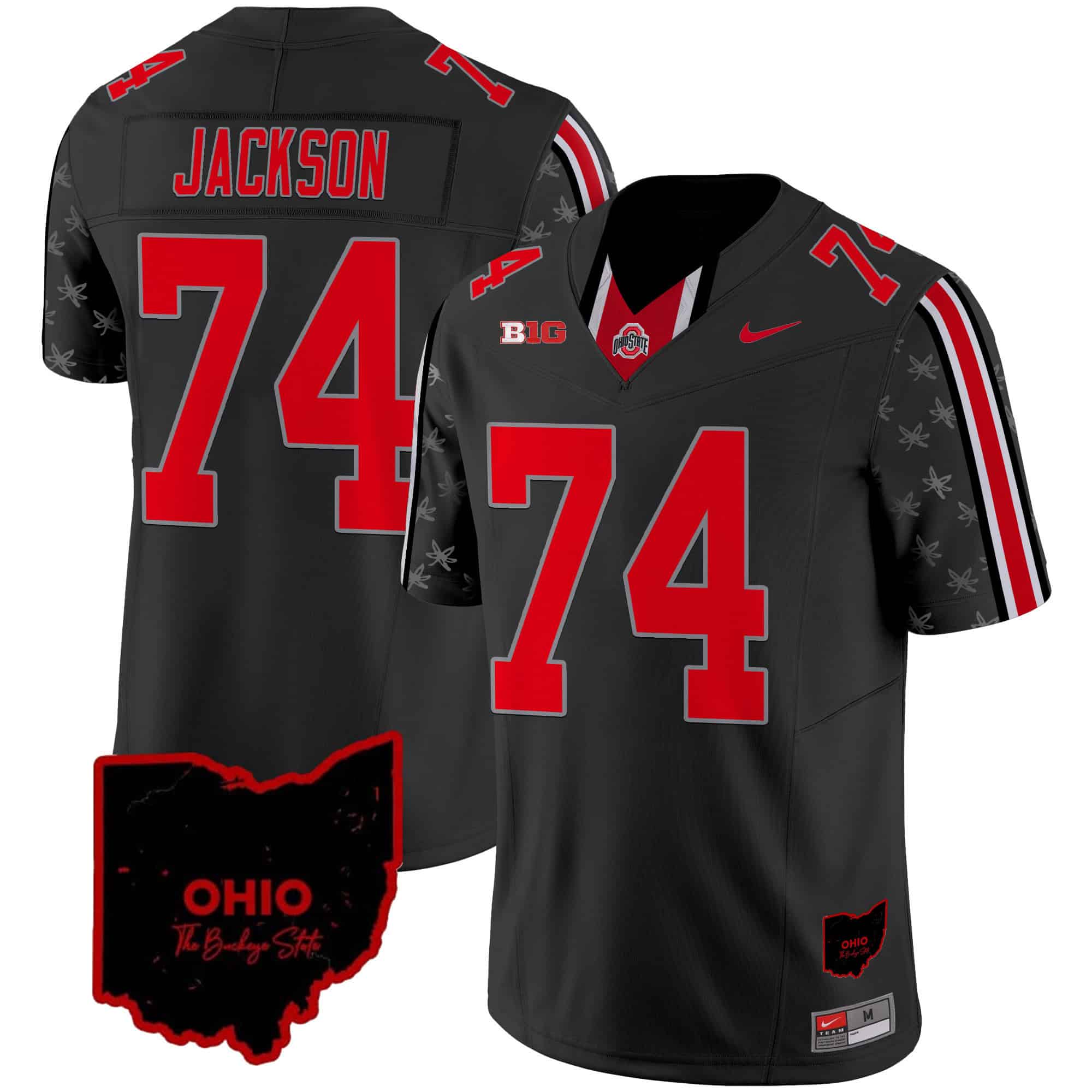 Ohio State Buckeyes 2024 Home Patch Vapor Limited   Football Jersey – All Stitched Black Limited #74 Donovan Jackson