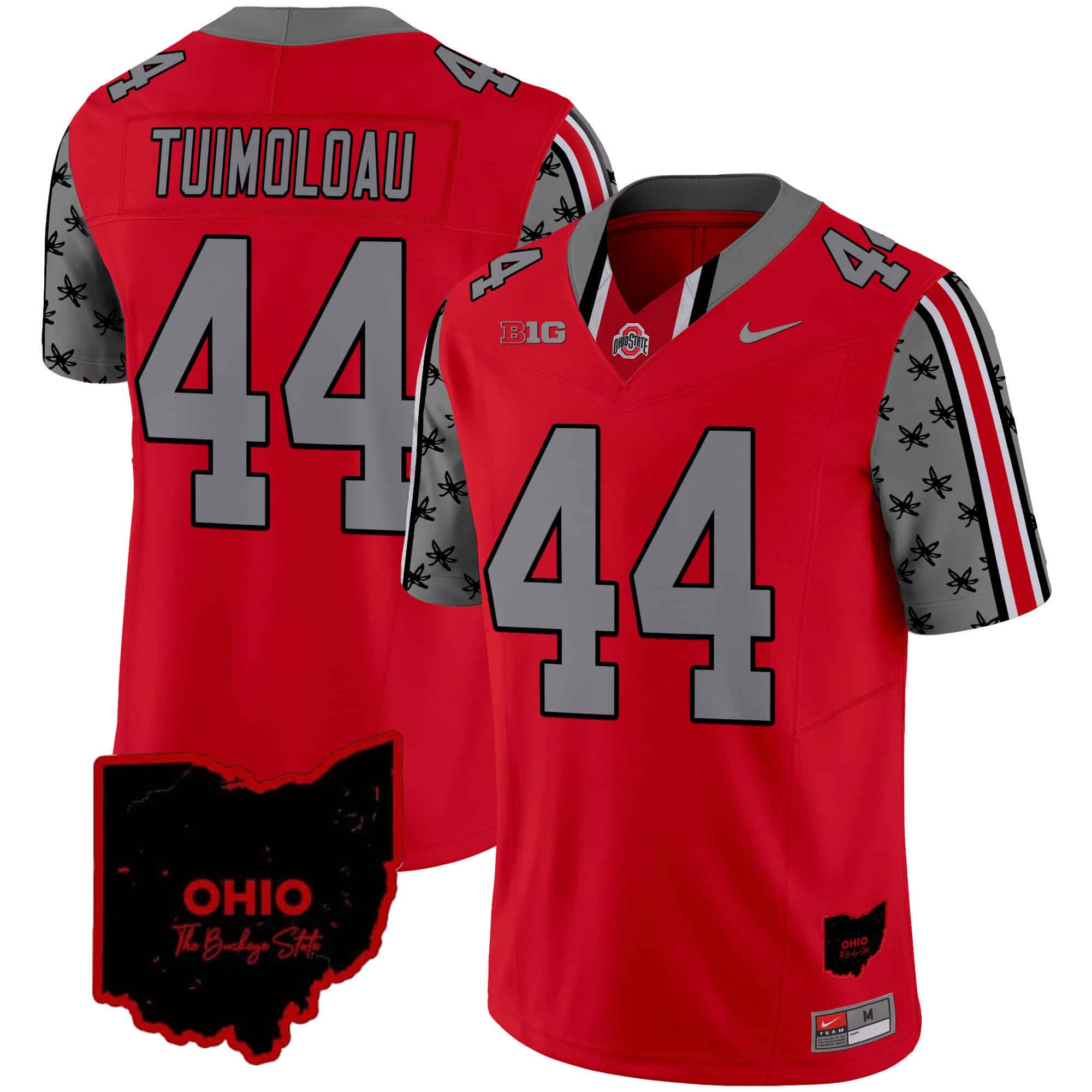 Ohio State Buckeyes 2024 Home Patch Vapor Limited  Football Jersey – All Stitched Red # 44 JT Tuimoloau