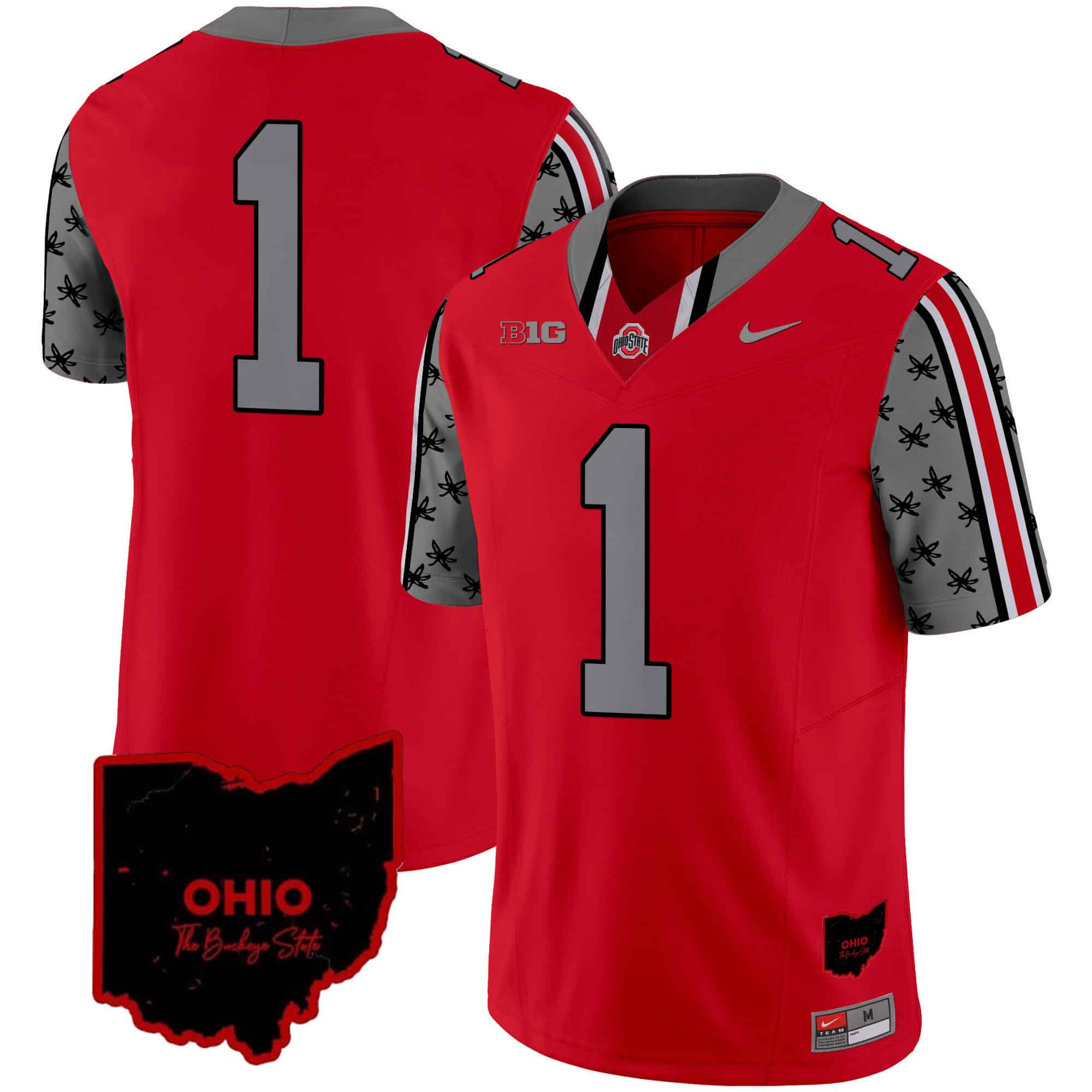 Ohio State Buckeyes 2024 Home Patch Vapor Limited  Football Jersey – All Stitched Red #1  no name
