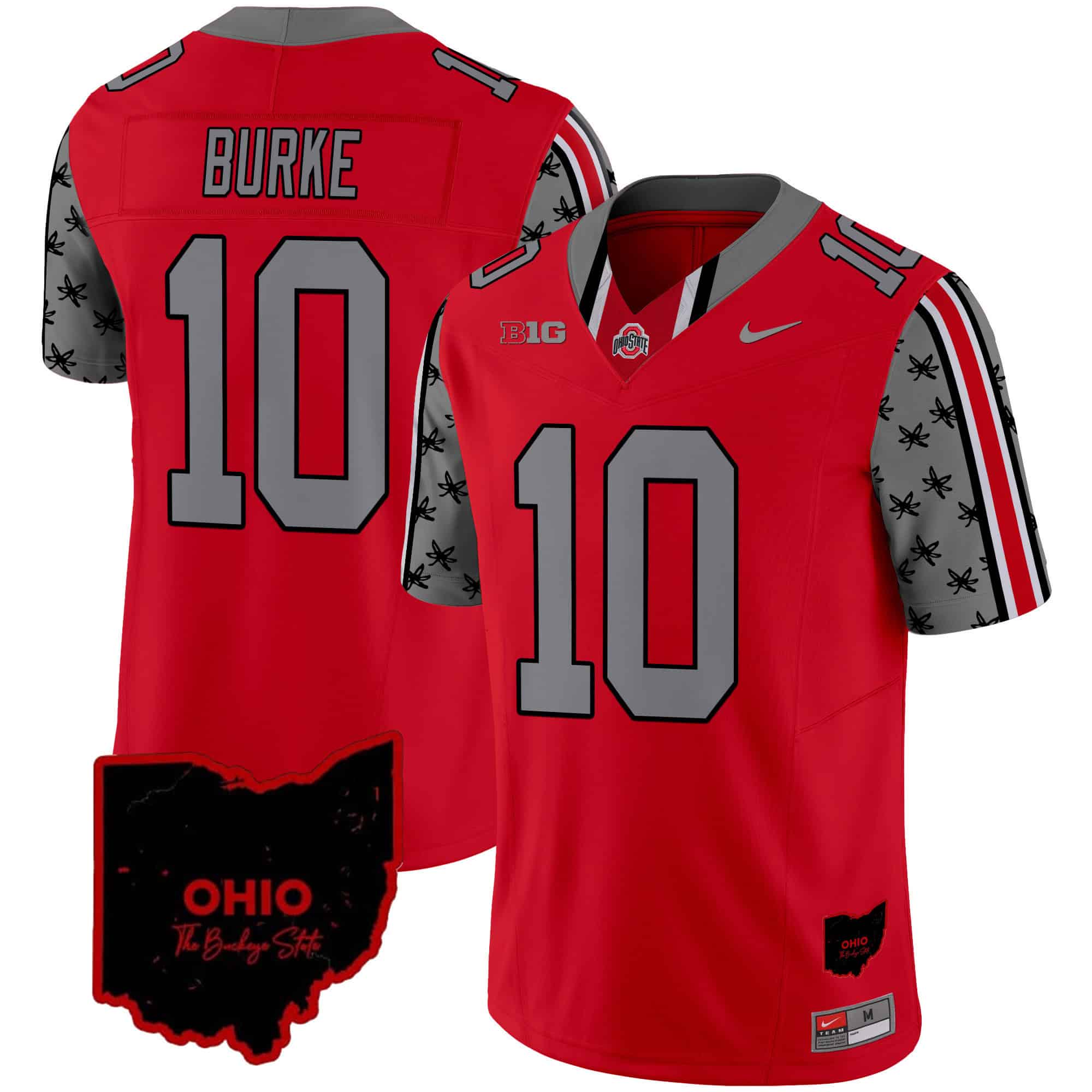 Ohio State Buckeyes 2024 Home Patch Vapor Limited  Football Jersey – All Stitched Red #10 Denzel Burke