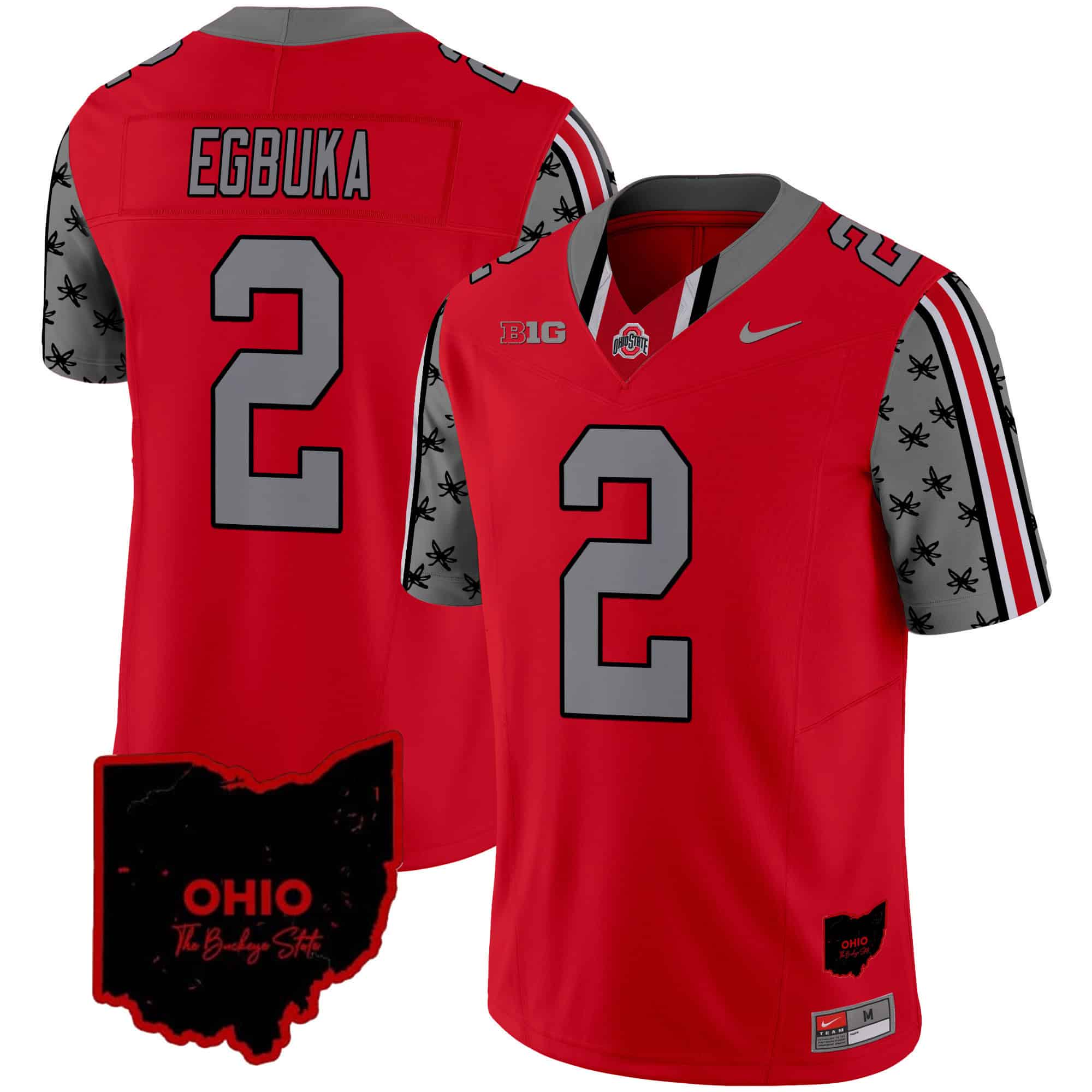 Ohio State Buckeyes 2024 Home Patch Vapor Limited  Football Jersey – All Stitched Red #2 Emeka Egbuka