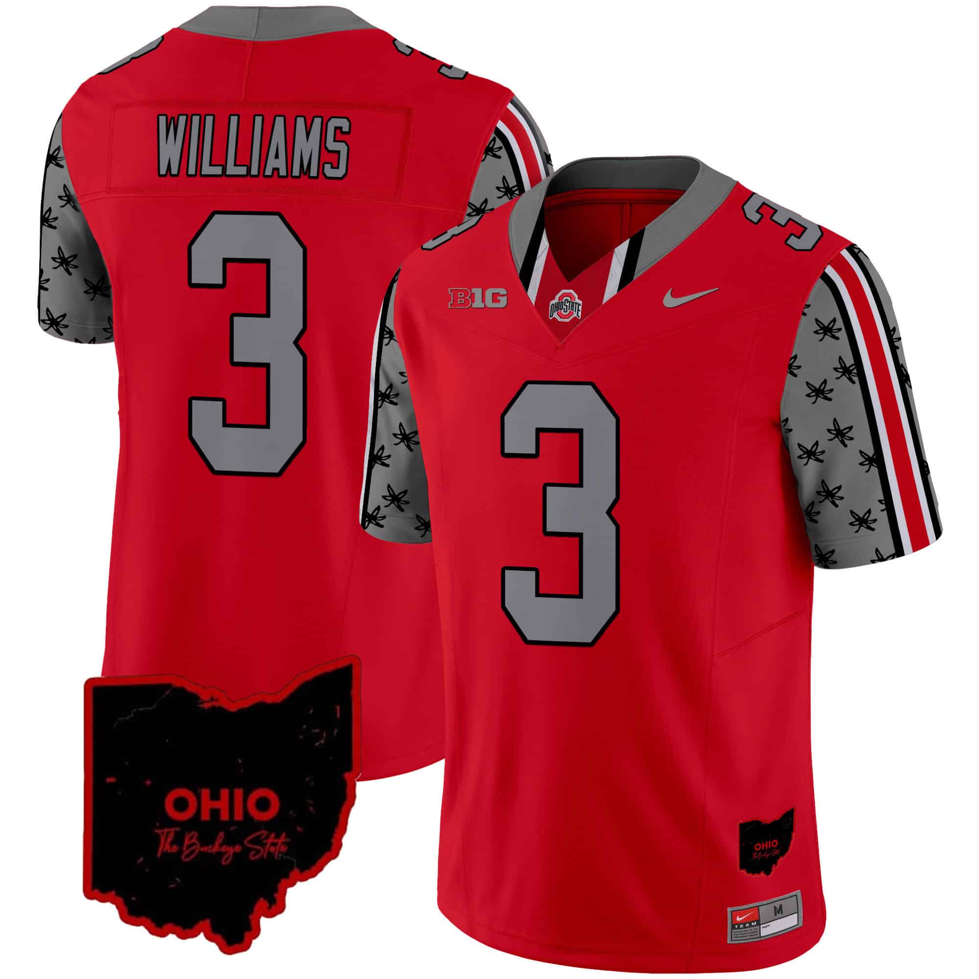 Ohio State Buckeyes 2024 Home Patch Vapor Limited  Football Jersey – All Stitched Red #3 Miyan Williams