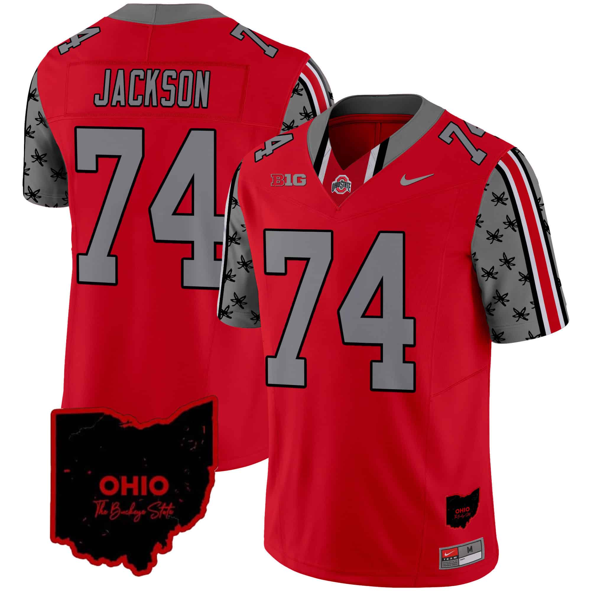 Ohio State Buckeyes 2024 Home Patch Vapor Limited  Football Jersey – All Stitched Red #74 Donovan Jackson