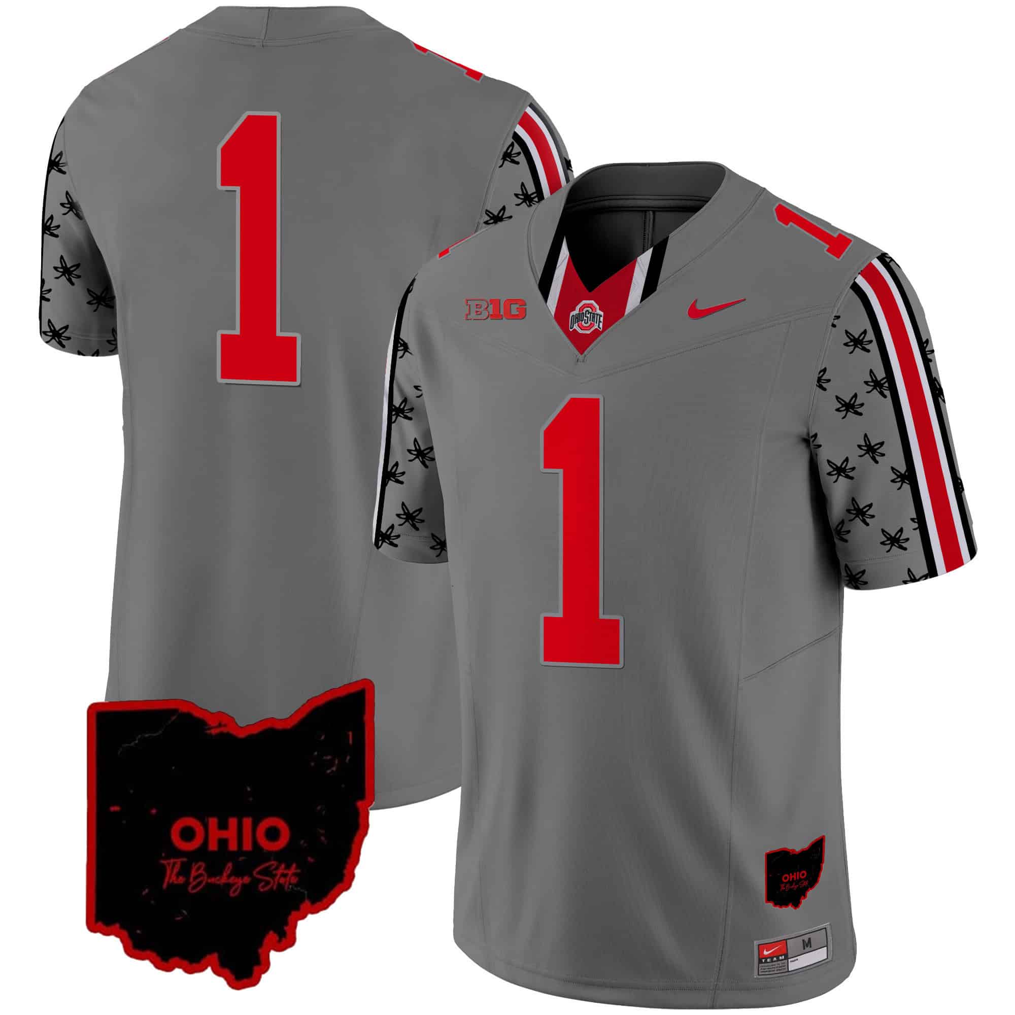 Ohio State Buckeyes 2024 Home Patch Vapor Limited Football Jersey – All Stitched Gray #1  no name