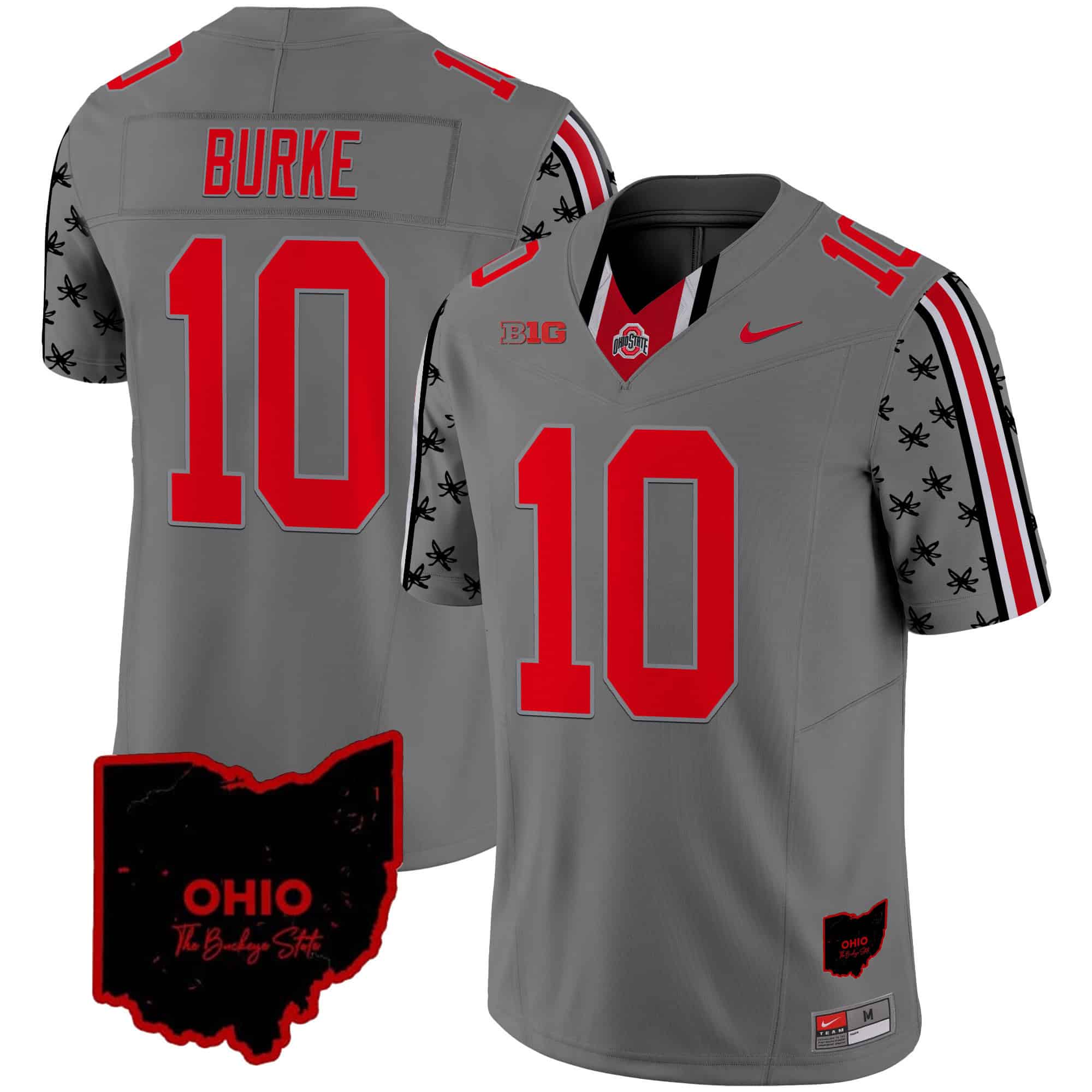 Ohio State Buckeyes 2024 Home Patch Vapor Limited Football Jersey – All Stitched Gray #10 Denzel Burke