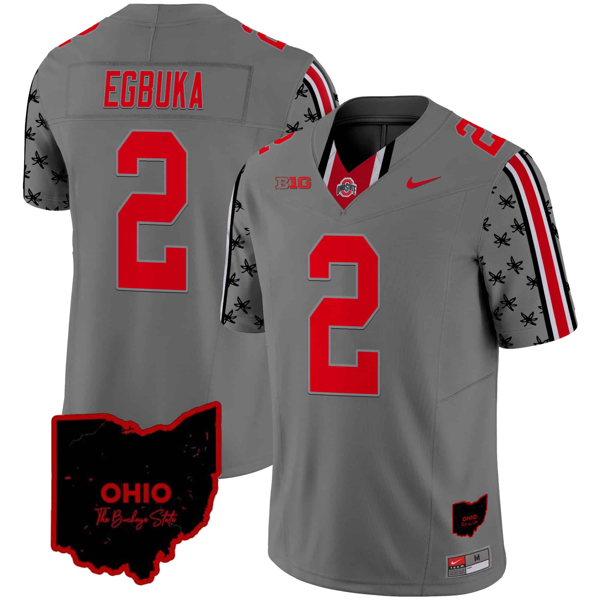 Ohio State Buckeyes 2024 Home Patch Vapor Limited Football Jersey – All Stitched Gray #2 Emeka Egbuka