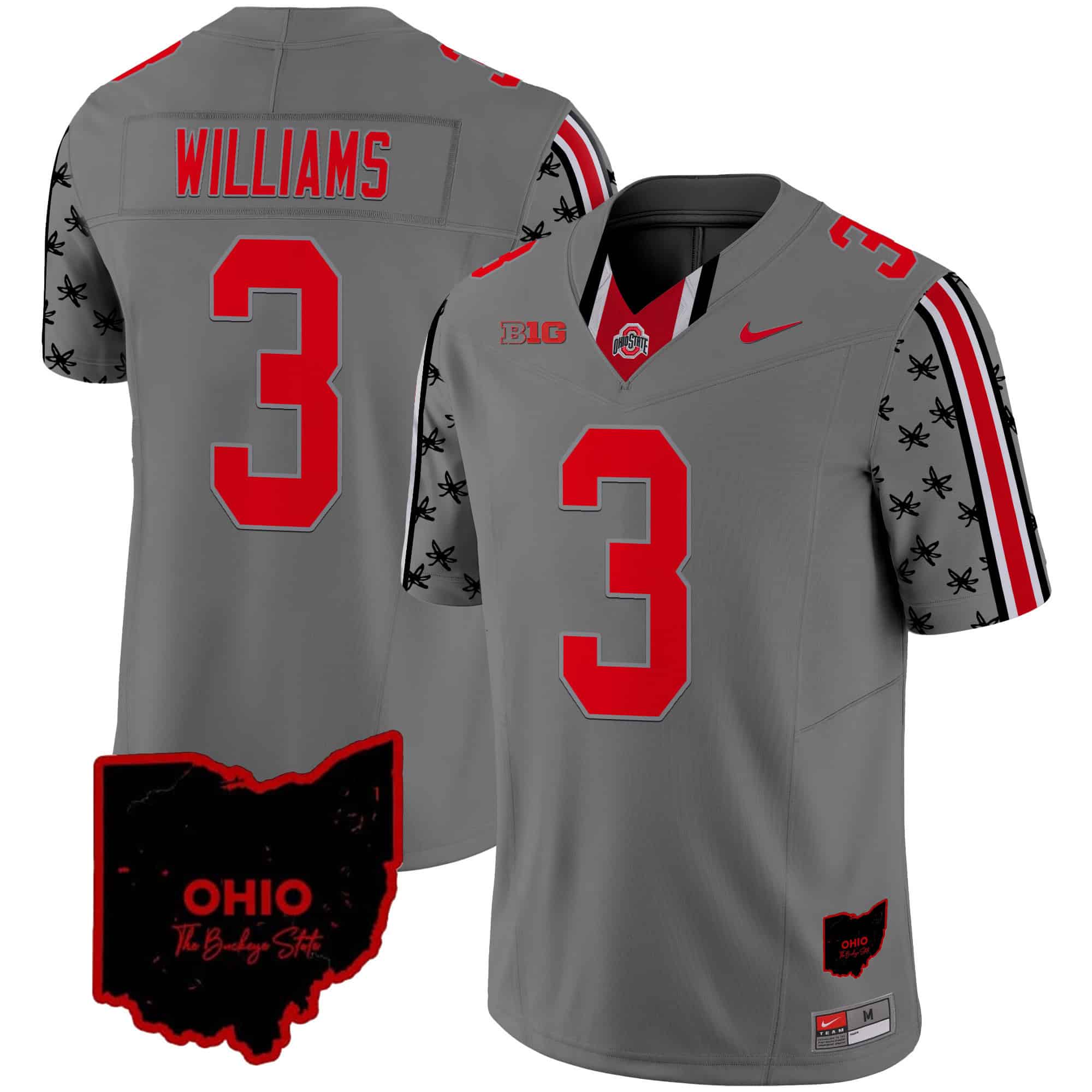 Ohio State Buckeyes 2024 Home Patch Vapor Limited Football Jersey – All Stitched Gray #3 Miyan Williams