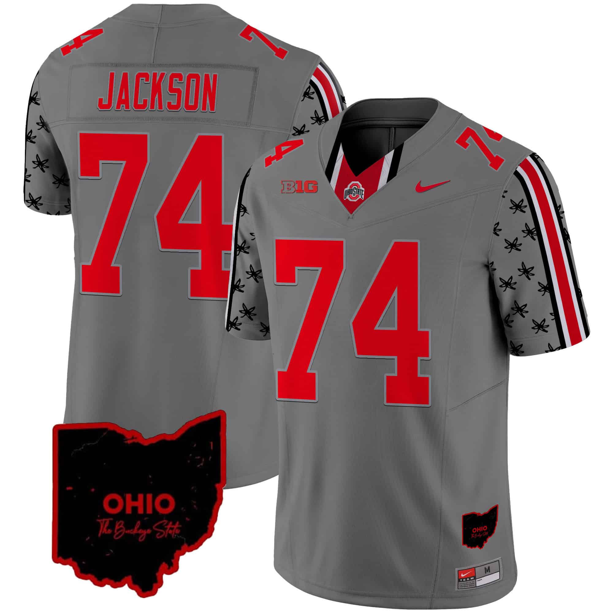 Ohio State Buckeyes 2024 Home Patch Vapor Limited Football Jersey – All Stitched Gray #74 Donovan Jackson