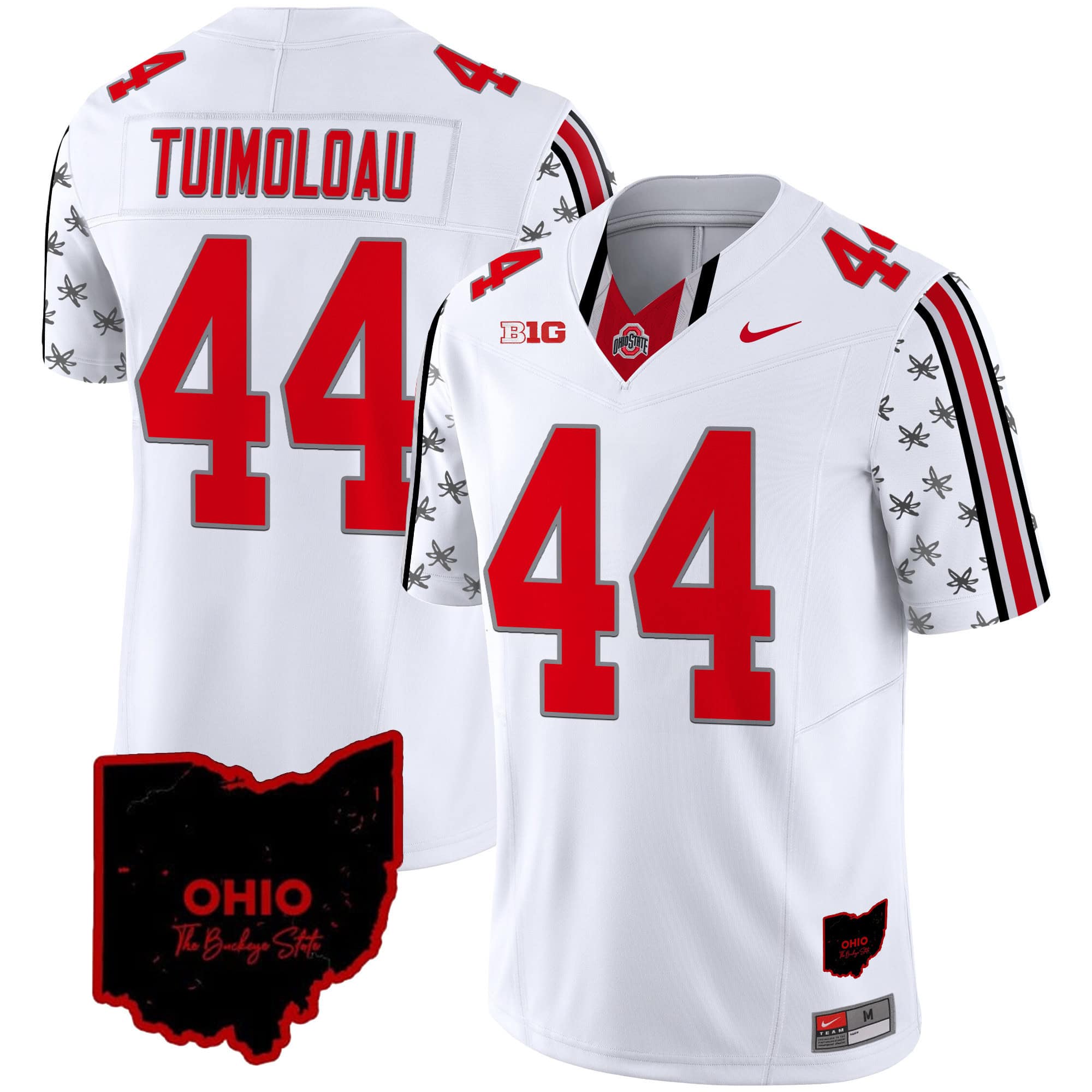 Ohio State Buckeyes 2024 Home Patch Vapor Limited Football Jersey – All Stitched White Limited # 44 JT Tuimoloau