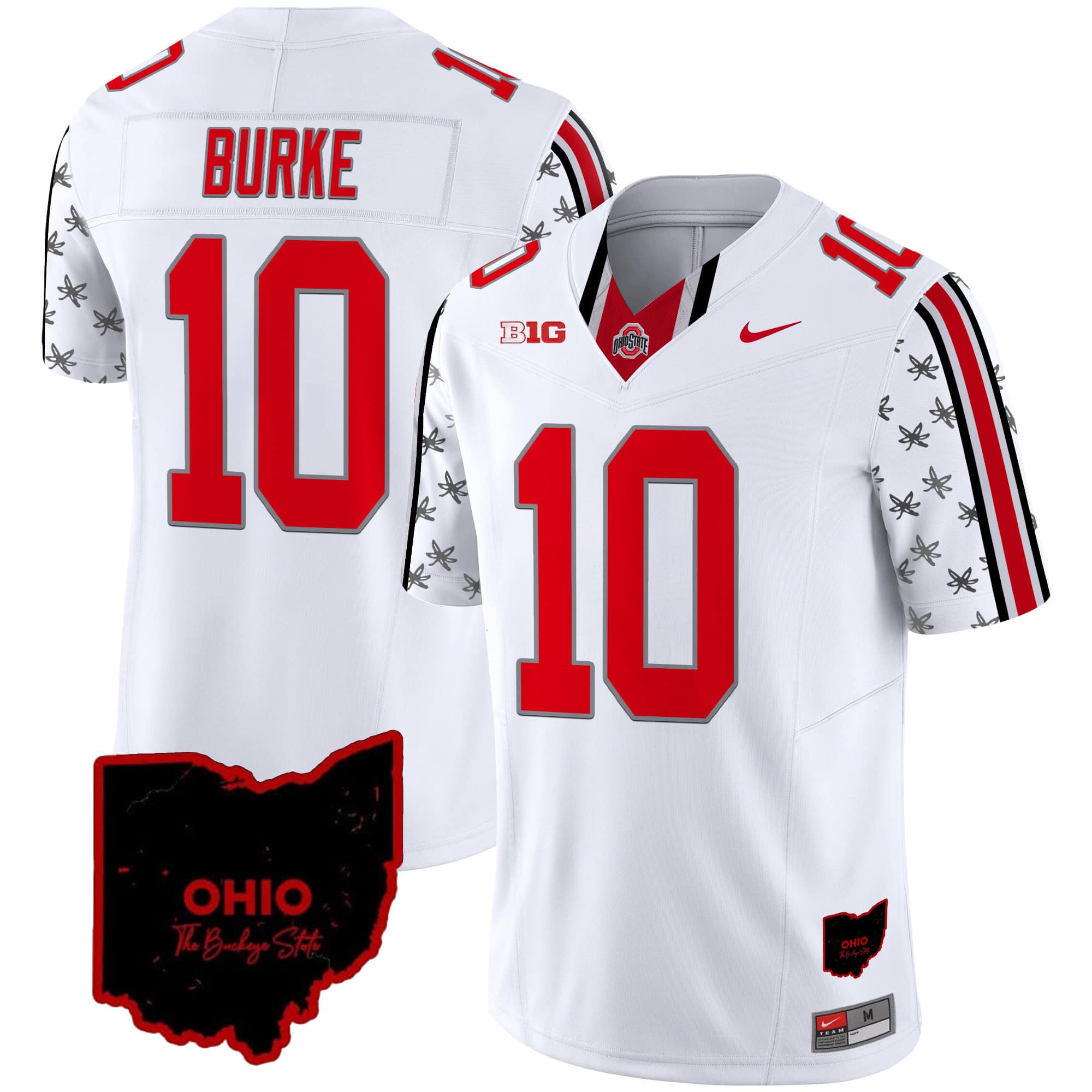 Ohio State Buckeyes 2024 Home Patch Vapor Limited Football Jersey – All Stitched White Limited #10 Denzel Burke
