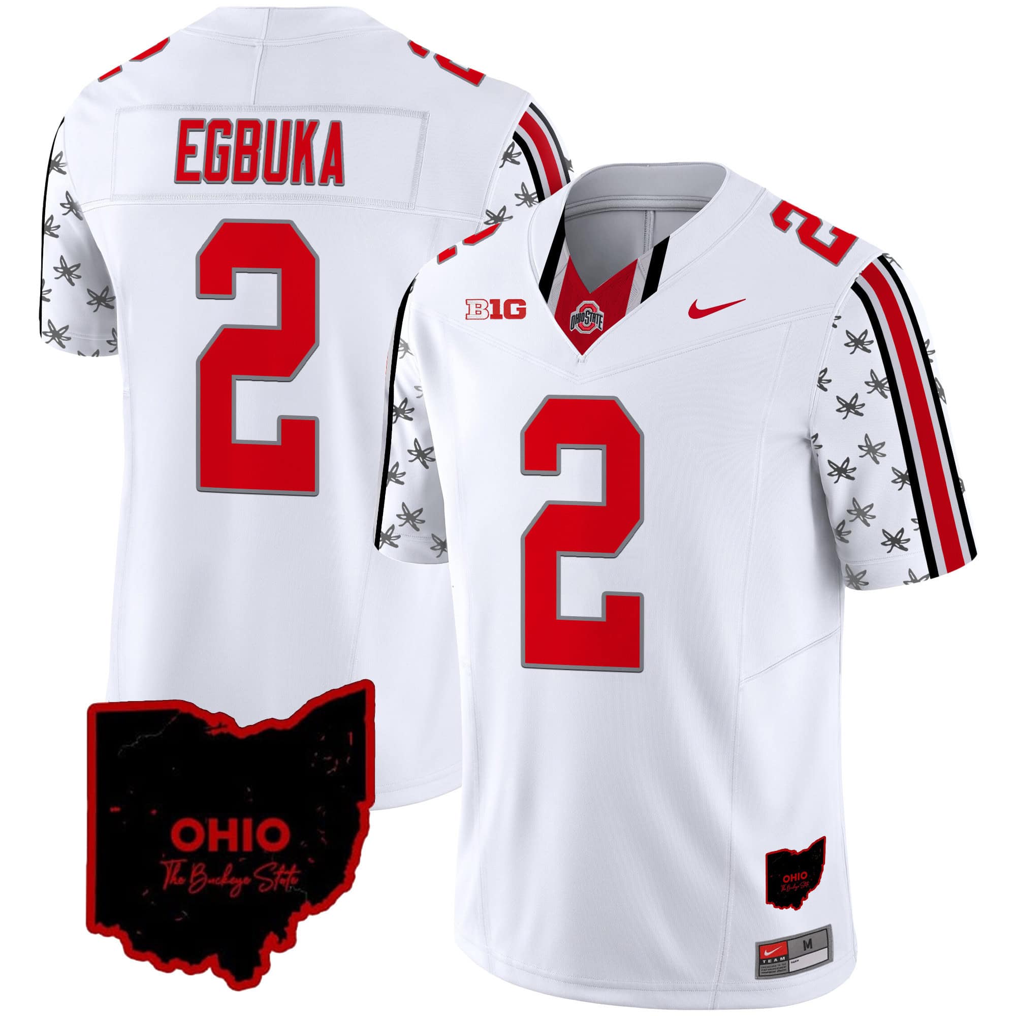 Ohio State Buckeyes 2024 Home Patch Vapor Limited Football Jersey – All Stitched White Limited #2 Emeka Egbuka
