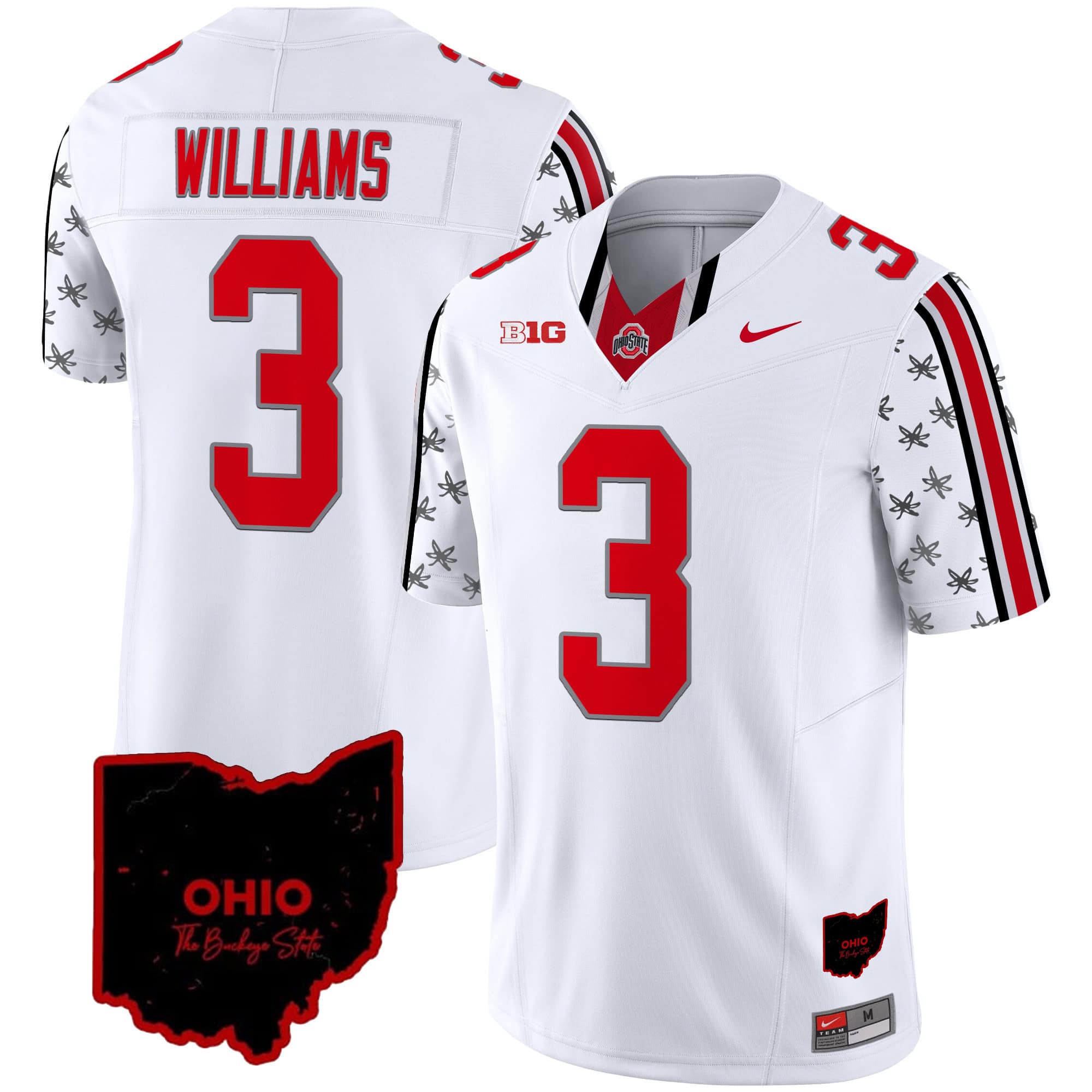 Ohio State Buckeyes 2024 Home Patch Vapor Limited Football Jersey – All Stitched White Limited #3 Miyan Williams