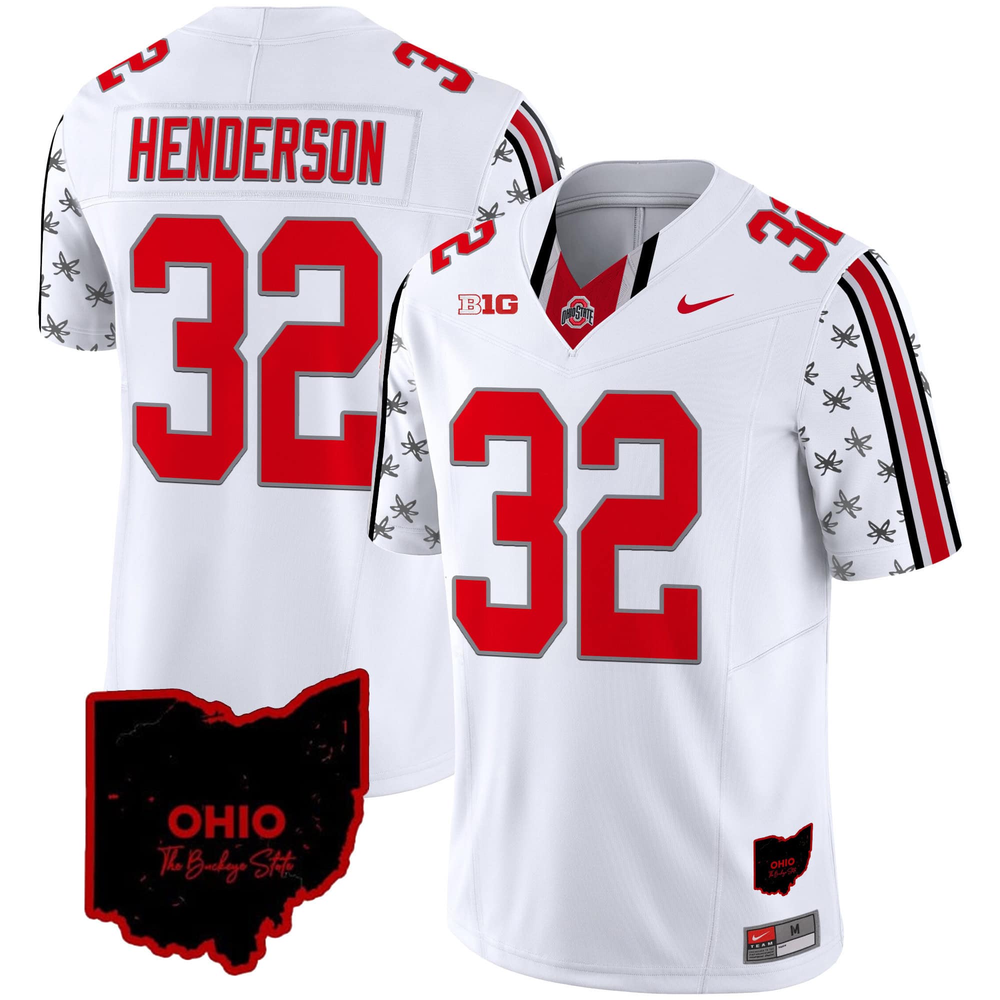 Ohio State Buckeyes 2024 Home Patch Vapor Limited Football Jersey – All Stitched White Limited #32 Treveyon Henderson