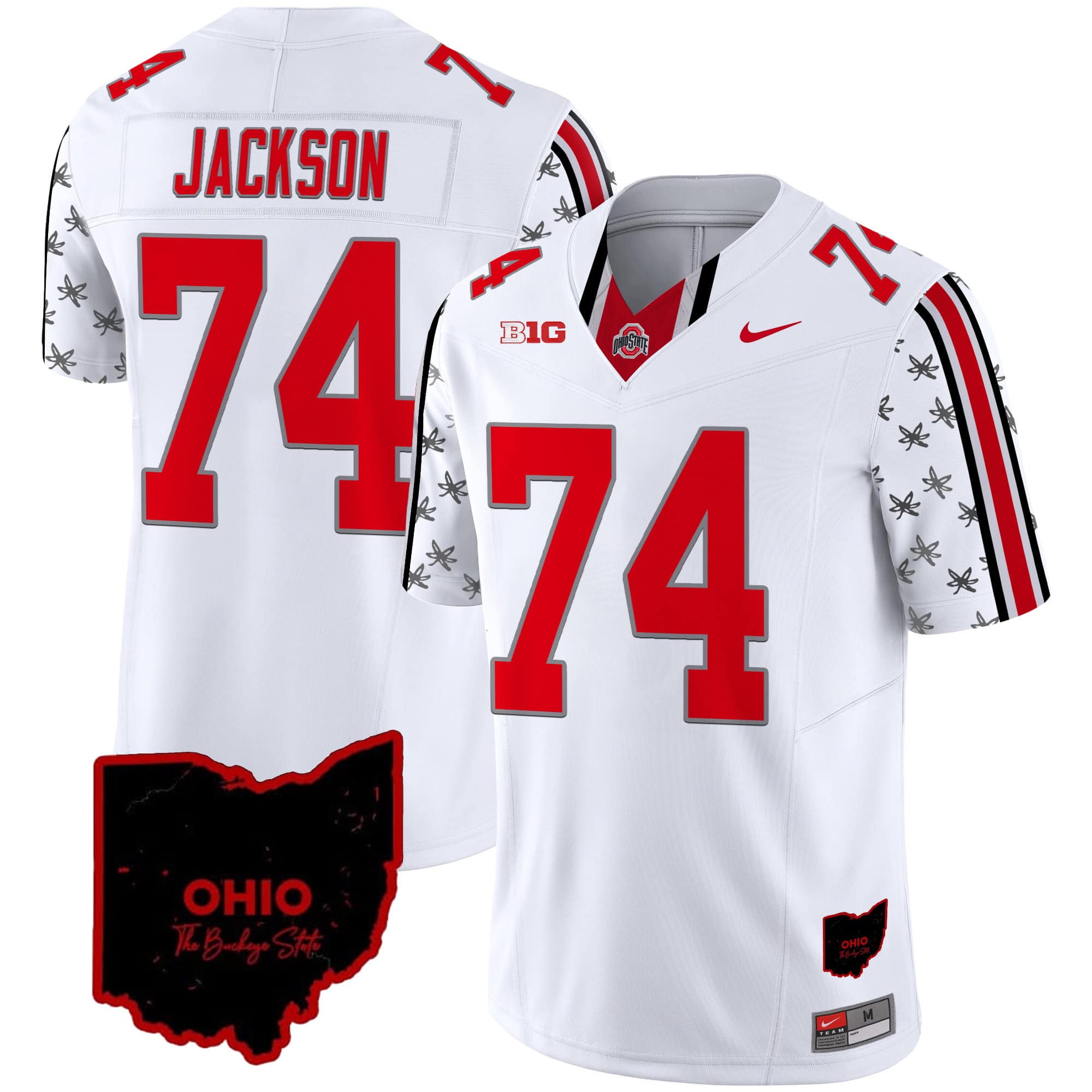 Ohio State Buckeyes 2024 Home Patch Vapor Limited Football Jersey – All Stitched White Limited #74 Donovan Jackson