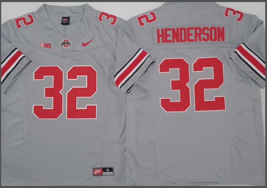 Ohio State Buckeyes GRAY #32 HENDERSON Jersey